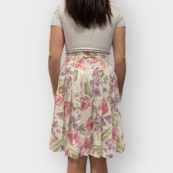 Vintage 1980s Toni Garment For C.C Magic, Pastel, Floral, Pleated Skirt - Picture 6 of 8